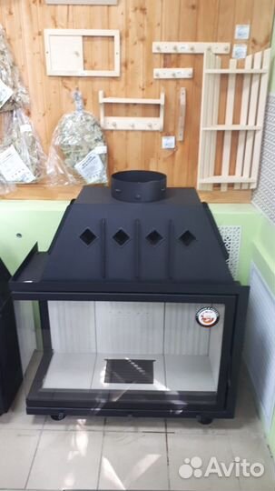 Каминная топка Экокамин Альфа 1000L два стекла лев