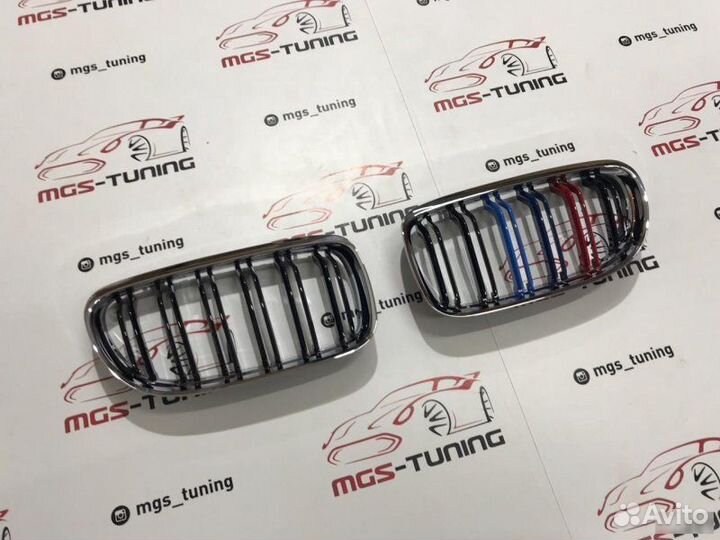 Ноздри BMW 3 серии E90 08-12 Хром + Триколор