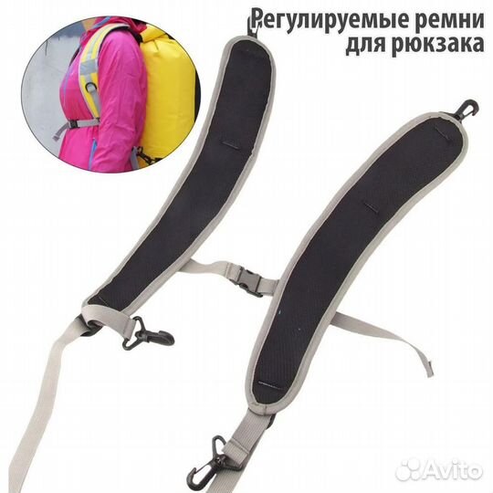 Плечевые ремни / лямки сменные для рюкзака и сумки на карабинах серо-черные