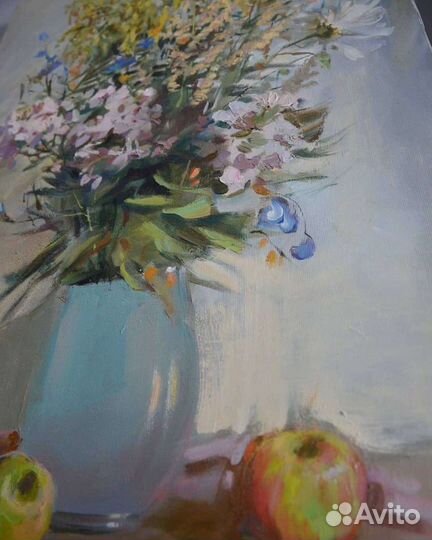 Картина маслом цветы полевые