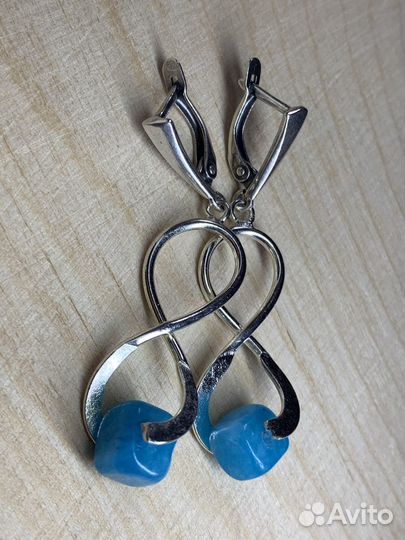 Серьги из натурального камня амазонит