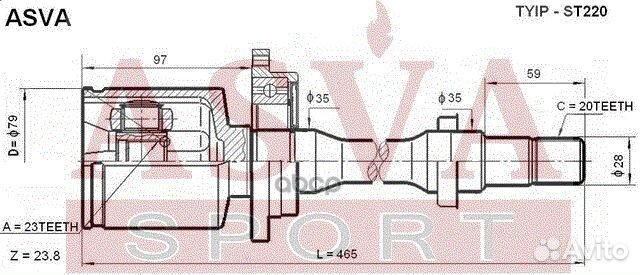 ШРУС внутренний asva tyipst220 tyip-ST220 asva