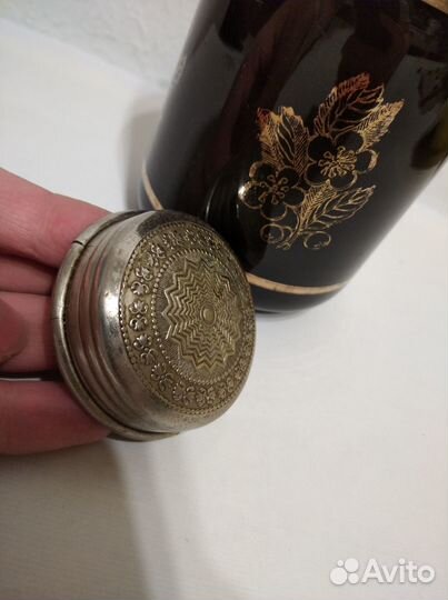 Старинная чайница кобальтовое стекло