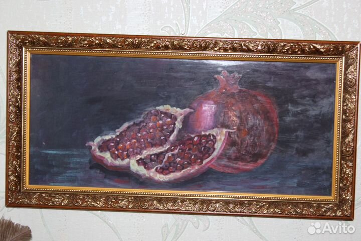 Картина маслом, гранат, холст, багет