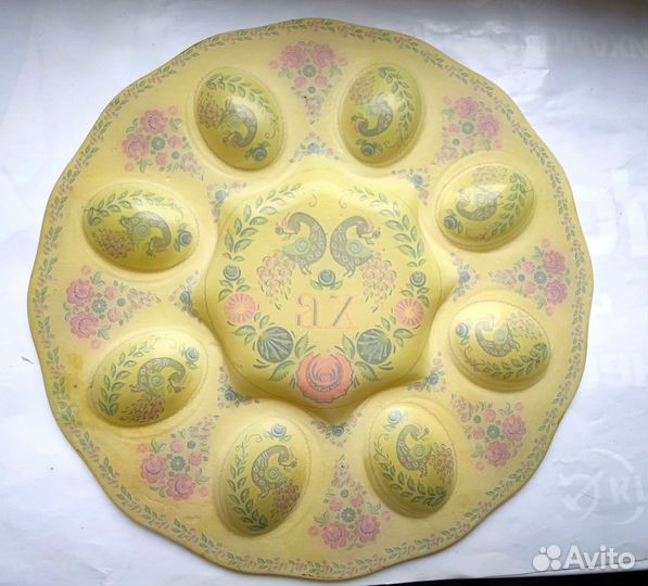 Пасхальная подставка 8 яиц и кулич стекло, чайник