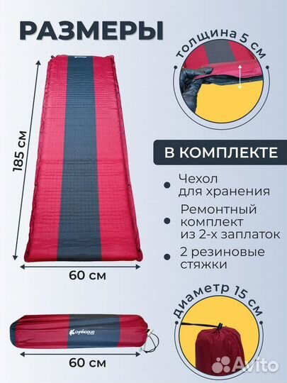 Самонадувающийся коврик матрас туристический chano