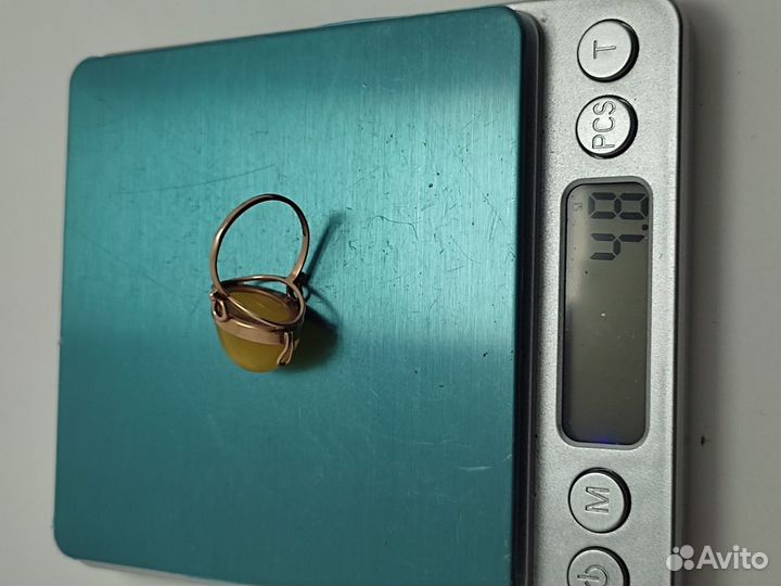 Золотое кольцо Янтарь 583 пробы СССР