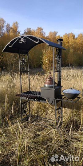 Мангал с печью и крышей