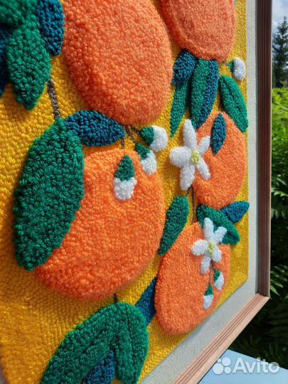 Картина ручная ковровая вышивка апельсины