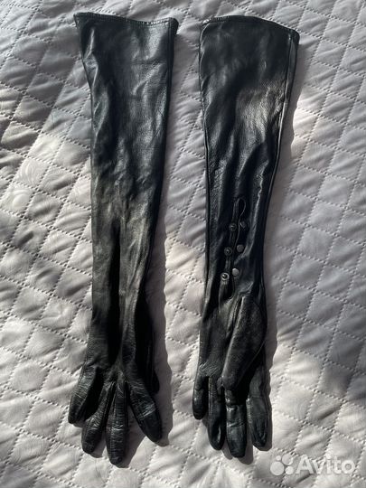 Длинные перчатки кожа 6,5 размер