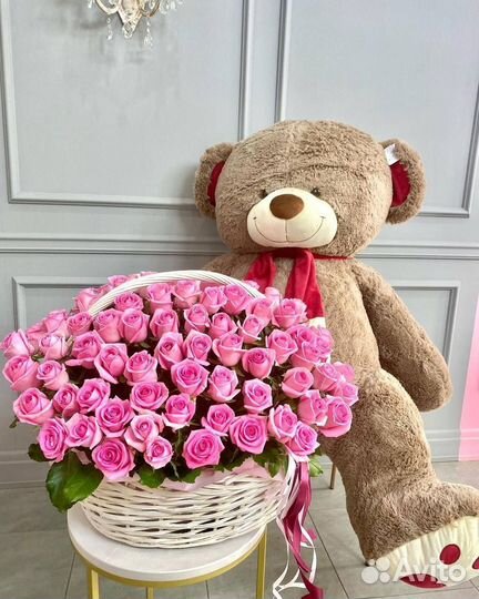 Корзина из 101 розы