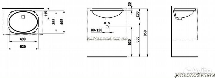 Laufen Birova 8.1119.1.000.000.1 раковина устанавливаемая снизу, (крепление 8.9904.0-приобретается д
