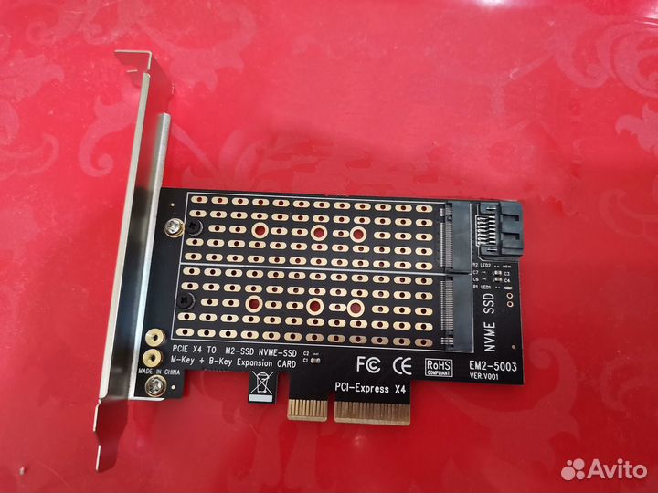 Адаптеры PCI-E X4 на M2 ключ M,B PCI-E X4 в SATA