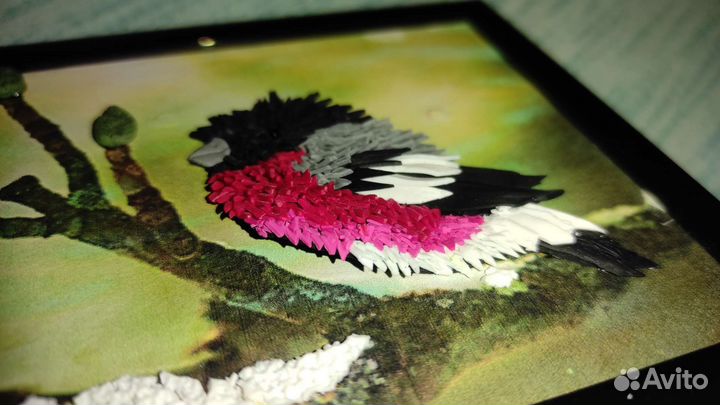 Новогодний подарок картина Снегирь ручная работа