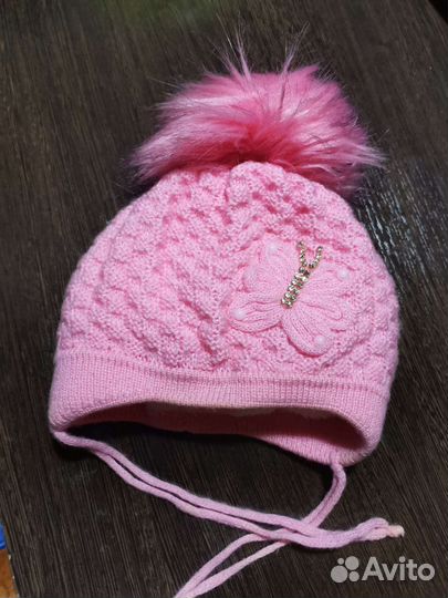 Шапка зимняя для новорождённой девочки