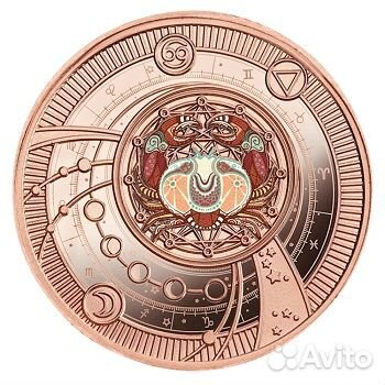 Монета медальон Рак Знаки Зодиака Камерун 2021 год