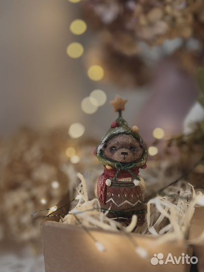 Ватные елочные игрушки мишка