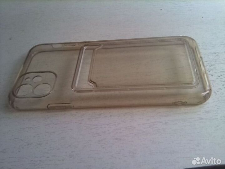 Бампер для iPhone прозрачный с карманом для карт