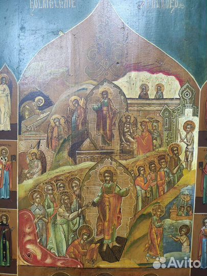 Икона Воскресенье Христово с Сошествие в ад 19 век