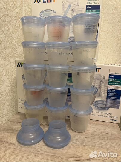 15 контейнеров для хранения молока Avent 180 мл