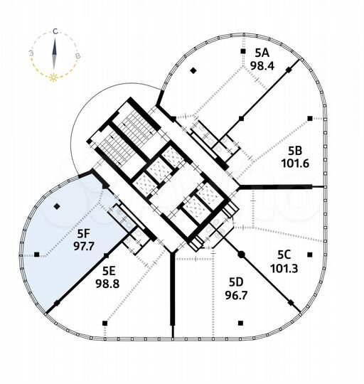 Офис в Бизнес-центре класса А - 97,7 кв.м