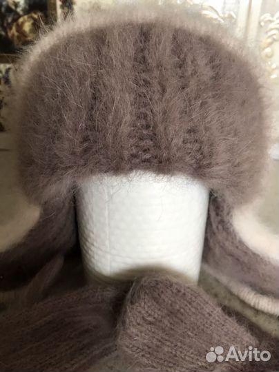 Ушанка и варежки из ангоры