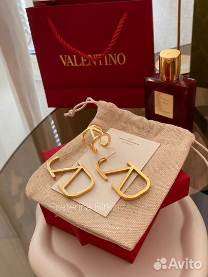 Серьги кольцо valentino цвет золото