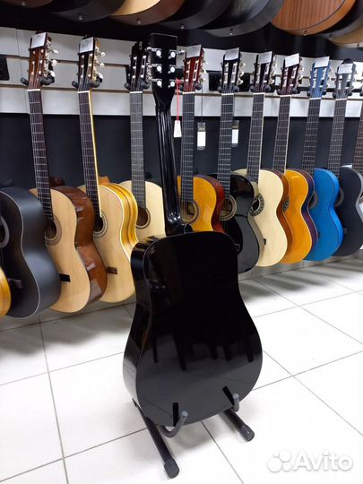 Акустическая гитара Новая Черная Fabio