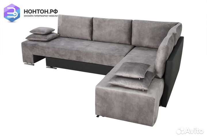 Диван угловой трансформер Премьер светло-серый