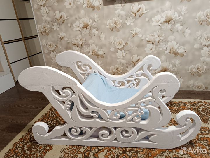 Новогодний декор. Олень и сани. Заготовка