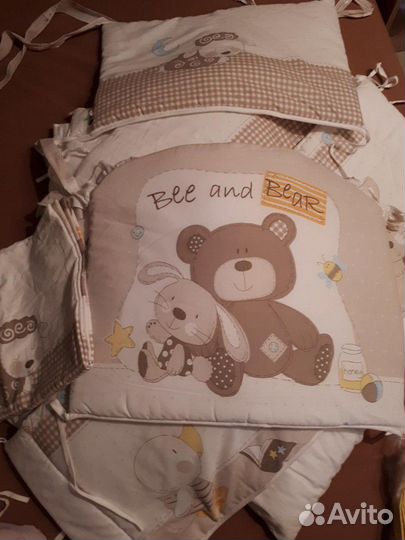 Защита в кроватку, балдахин, подушка, одеяло