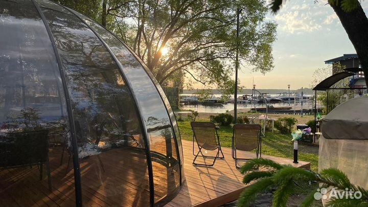 Беседка/веранда иглу с мангалом и гриль зоной