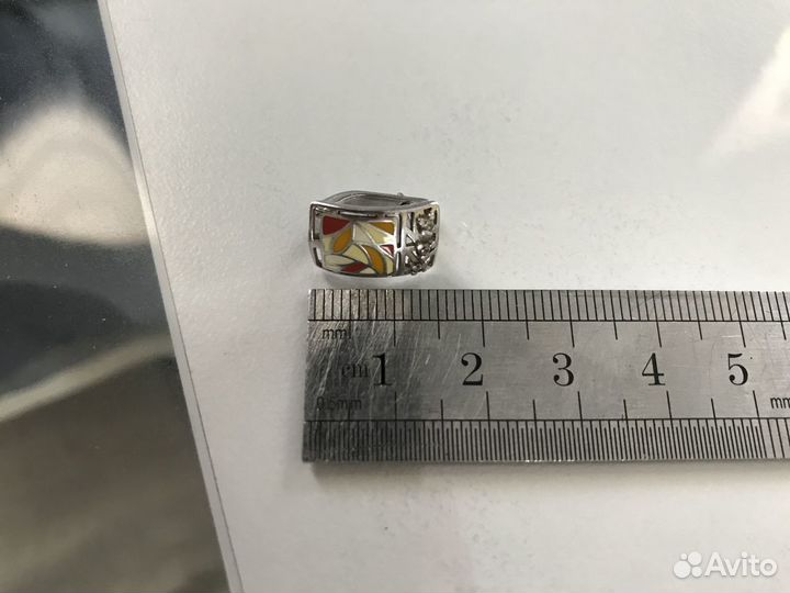 Серьга серебряная с эмалью