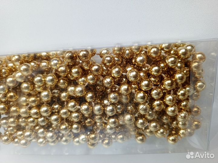 Ёлочные бусы золотые