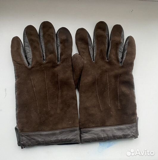 Мужские кожаные перчатки коричневые