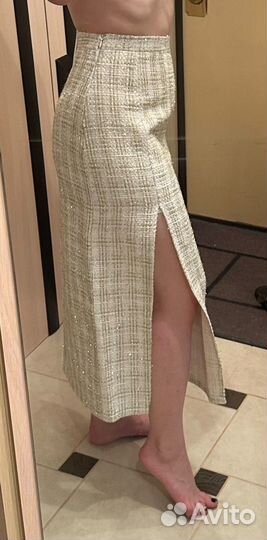 Твидовая юбка миди новая