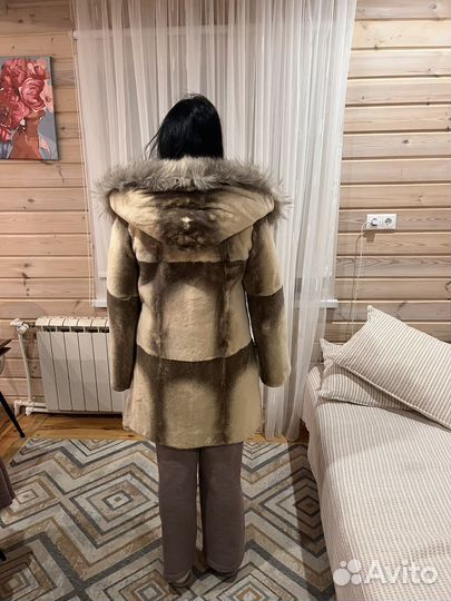 Шуба из кролика с песцом