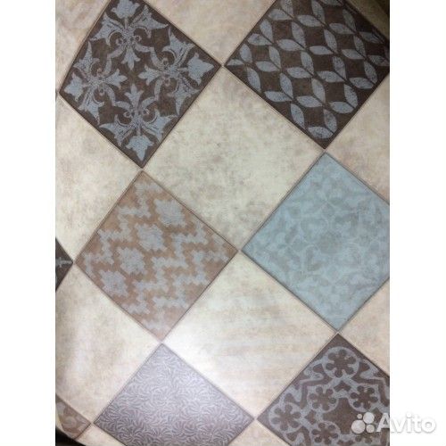 Линолеум под плитку Шах черно-белая плитка