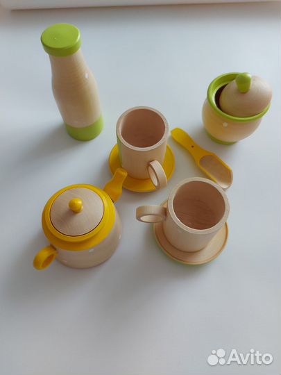 Набор детской деревянной посуды для игр новый