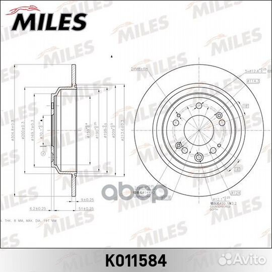 Диск тормозной задний D305мм. honda accord 2.4