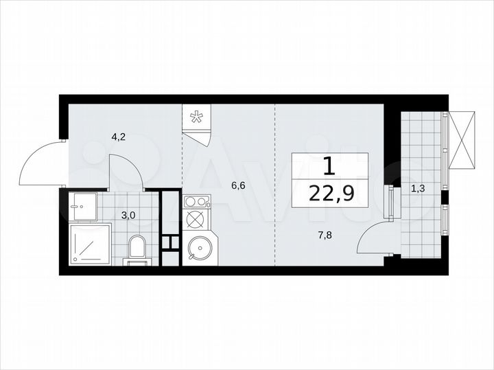Квартира-студия, 22,9 м², 11/18 эт.