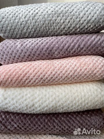 Пушистые пледы вафля, кубик, травка, полоска