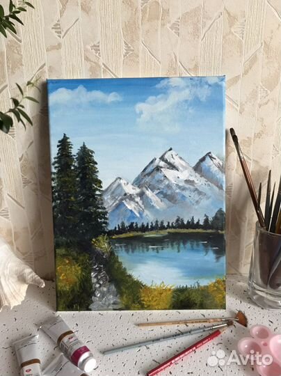 Картина маслом горный пейзаж