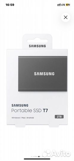 2 тб Внешний SSD Samsung T7, USB 3.2 type c