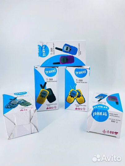 Детские рации с фонариком HIT T-388, 2шт.жел/голуб