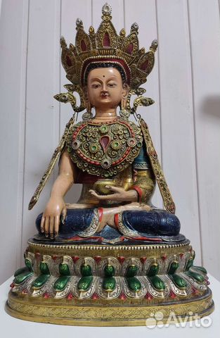 Большая старинная статуэтка Будды Шакьямуни
