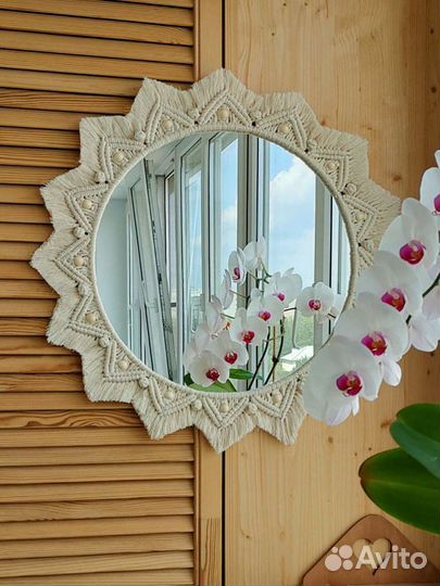 Интерьерное макраме зеркало 40 см