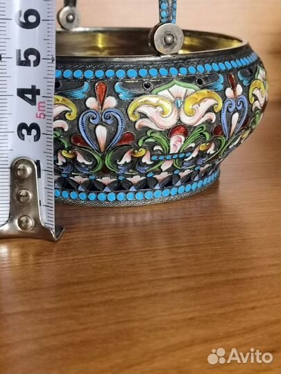 Конфетница серебро эмаль 84 проба