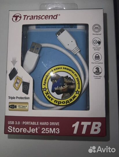 Внешний жесткий диск 1 тб hdd Transcend storejet