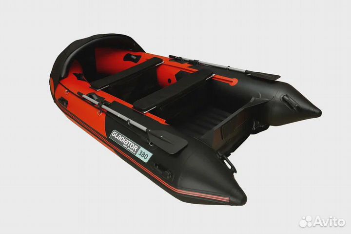 Лодка пвх Нднд Gladiator E380 Pro красно черная